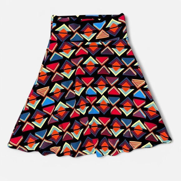 LulaRoe “Azure” Multi-Color Stretchy Geometric Bell Skirt - Picture 2 of 8